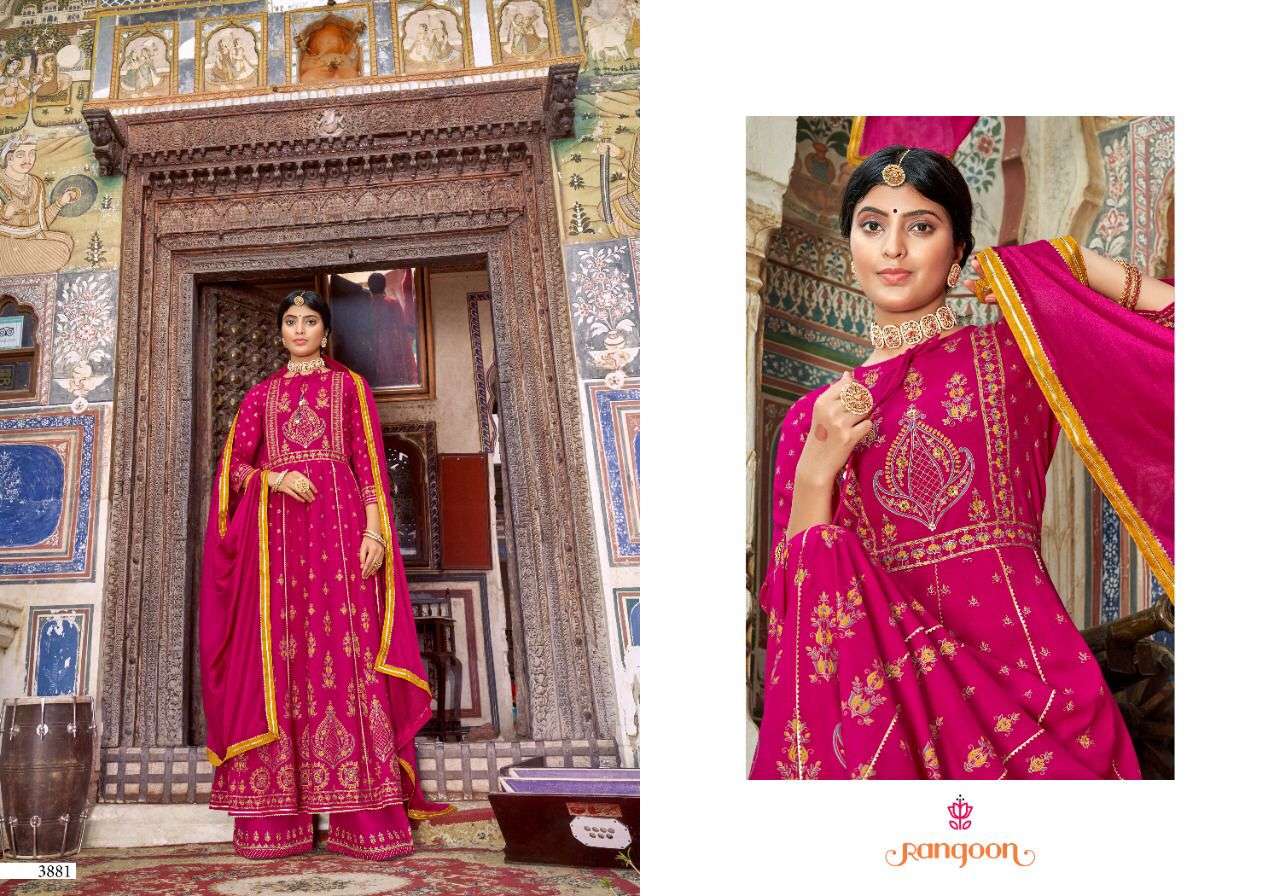 Rangoon- Inspire Vol - 2-fabric- Rayon-khatli-mirror-work-kurti-heavy Rayon-embroidery-work-lace-plazzo-pant- Chinon-fourside-border-dupatta-3881
